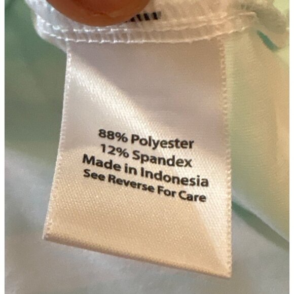 Coral Bay Polo Shirt Golf PXL Womens Striped Turquoise Beige White Short Sleeve - Picture 5 of 6